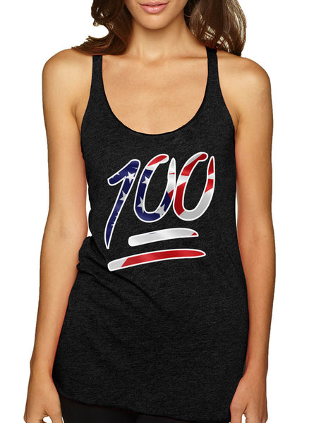 Women's Tank Top 100 Emoji USA Flag 4TH Of July Top Summer Party
