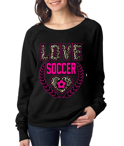 Love Soccer Leopard Womens long sleeve Pullover - ALLNTRENDSHOP - 3