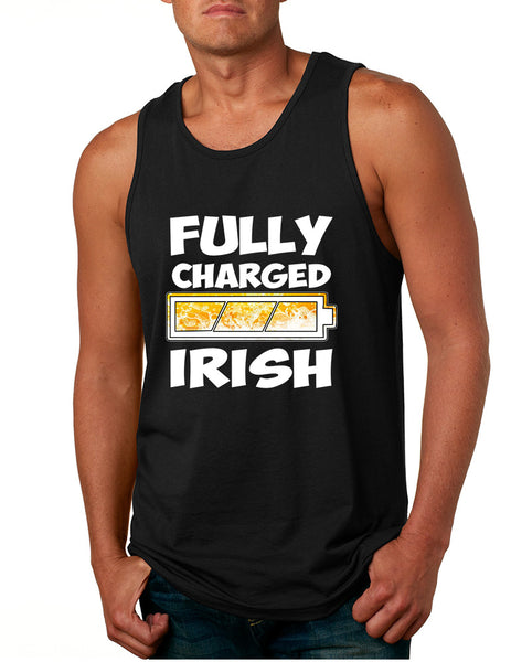 Men's Tank Top Fully Charged Irish St Patrick's Day Funny Top - ALLNTRENDSHOP - 2