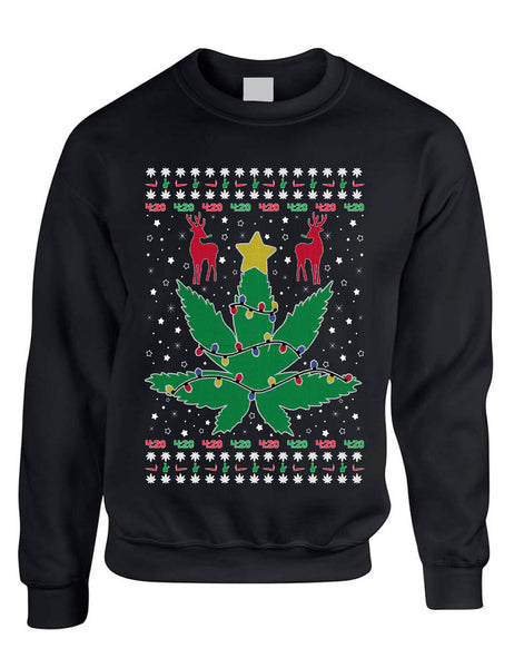 Adult Sweatshirt Ugly Christmas Weed Tree