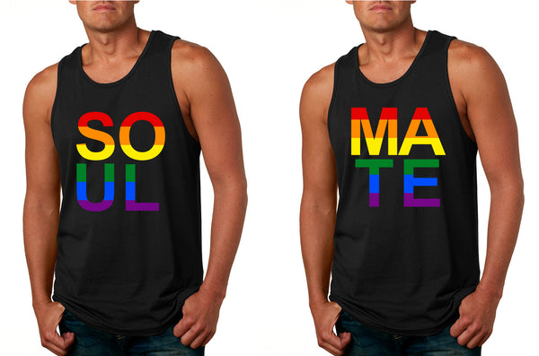 Set Of 2 Men's Tank Top Soul Mate Couple Gay Pride Love Tops