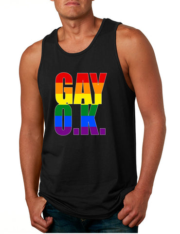 Men's Tank Top Gay OK Rainbow Pride Colors Support Love