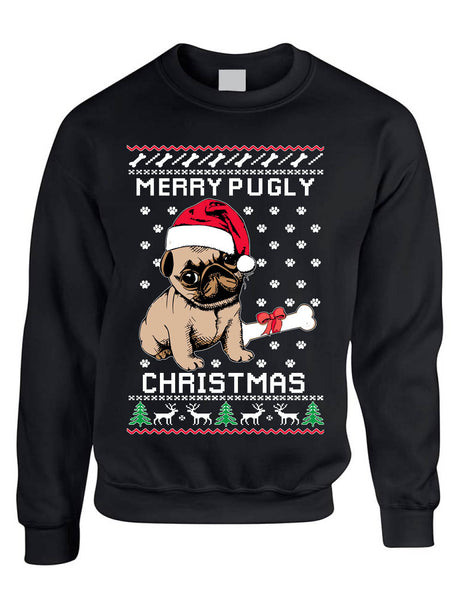 Ugly Xmas Sweatshirt Merry Pugly Christmas Xmas Adult Sweatshirt