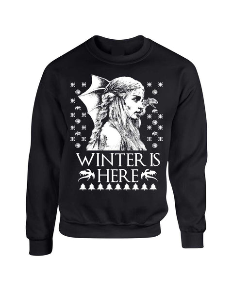 Adult Crewneck Winter Is Here Ugly Christmas Sweater Khalessi Top