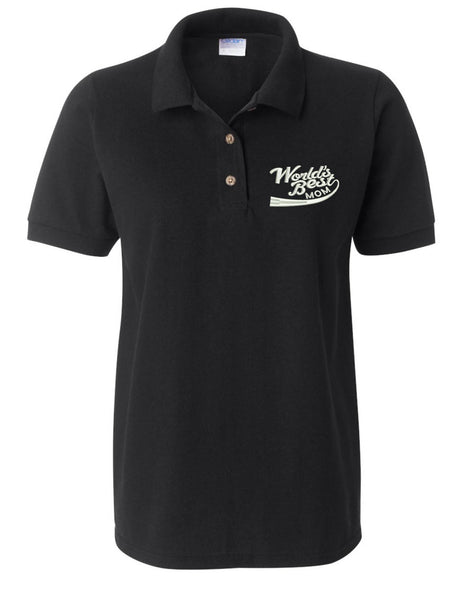 Women's Polo T Shirt World Best Mom Embroidered Mother's Day Gift
