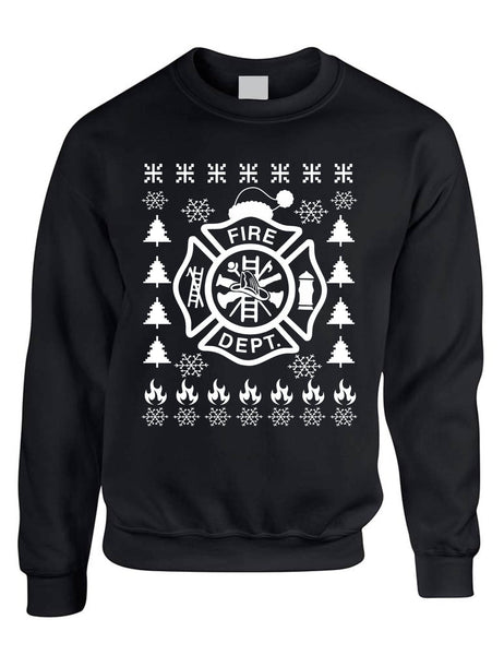 Adult Sweatshirt Fire Dept Ugly Christmas Firefighter Xmas Gift Idea