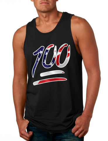 Men's Tank Top 100 Emoji USA Flag Trendy 4TH Of July Top Party Tee