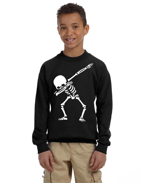 Kids Youth Sweatshirt Dabbing Skeleton Cool Hip Hop Dab Skull Gift