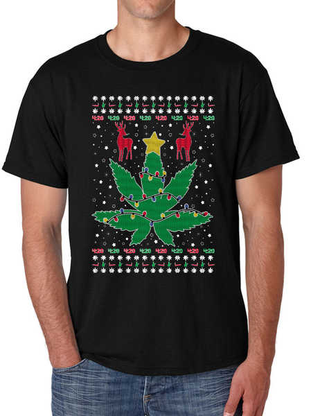 Men's T Shirt Ugly Christmas Weed Shirt Smoke Clothing
