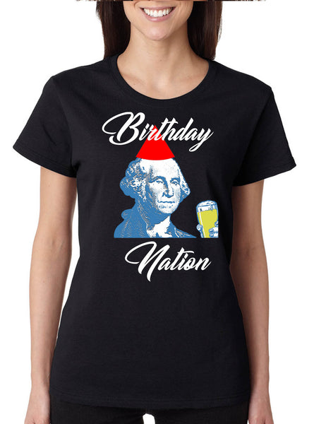 Women's T Shirt Birthday Nation Trendy 4th Of July USA Party Tee