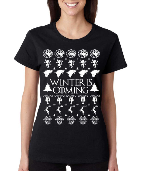 Women's T Shirt Winter Is Coming Ugly Christmas Green Sweater