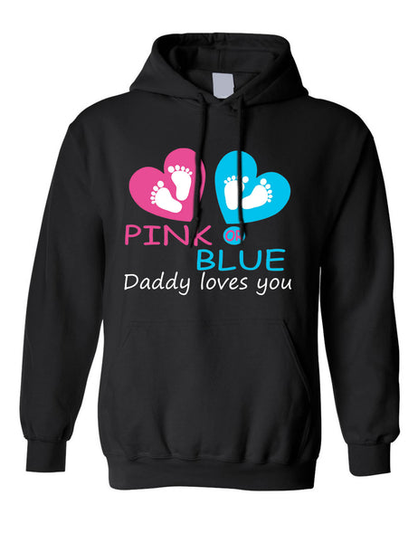 Men's Hoodie Pink Or Blue Daddy Loves You Gender Reveal Shower