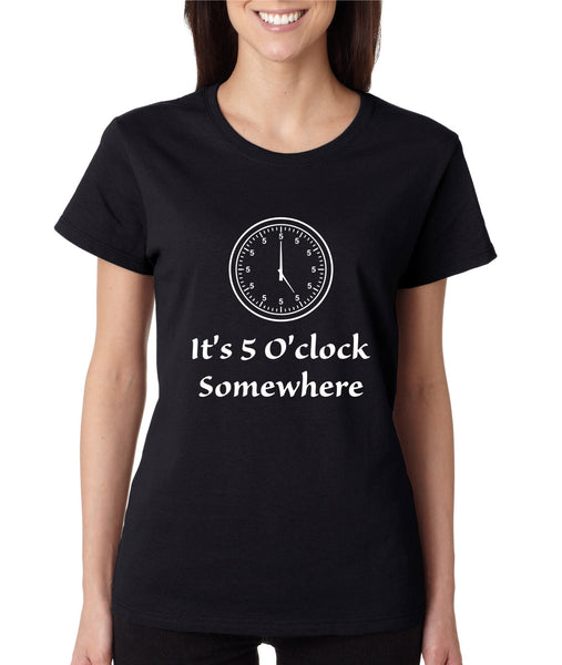 Women's T Shirt It's 5 O'clock Somewhere Drinking Beer Party Tee - ALLNTRENDSHOP - 2