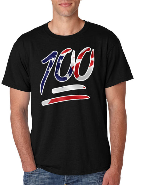 Men's T Shirt 100 Emoji USA Flag Trendy 4TH Of July Top Party Tee