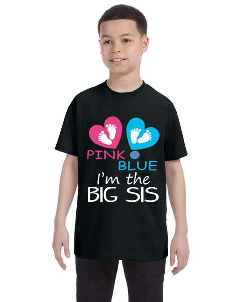 Kids Youth T Shirt Pink Or Blue Im The Big Sis New Born Gender Reveal