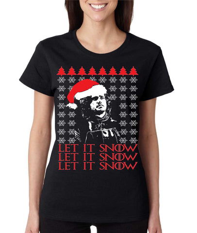 Women's T Shirt Let It Snow Ugly Christmas Sweater Jon Snow