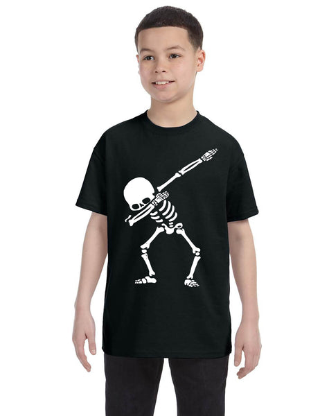 Kids Youth T Shirt Dabbing Skeleton Cool Hip Hop Dab Skull Shirt Gift