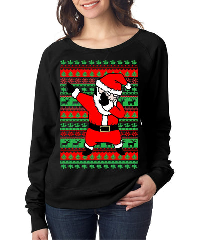 Dabbing santa ugly christmas sweater Women long sleeve shirt - ALLNTRENDSHOP