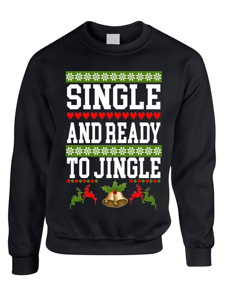 Adult Sweatshirt Single Ready To Jingle Friends Gift Xmas Ugly Party