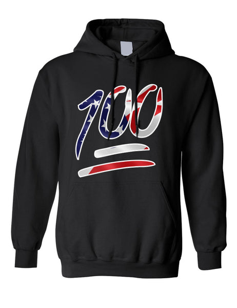 Adult Hoodie 100 Emoji USA Flag 4TH Of July Top Cool American Parade