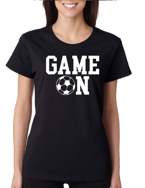 Women's T Shirt Game On Soccer Shirt Team Gift Love Sport Fans Tee
