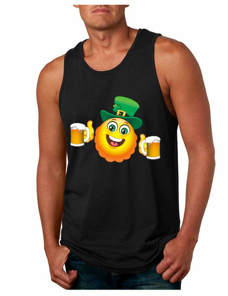 Irish smiling Emoji ST patricks men jersey tanktop - ALLNTRENDSHOP - 2