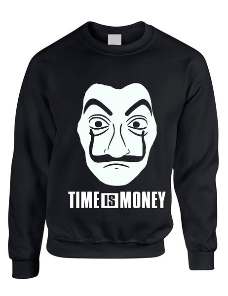 Adult Sweatshirt Time Is Money Trendy Top Cool Graphic Popular Gift