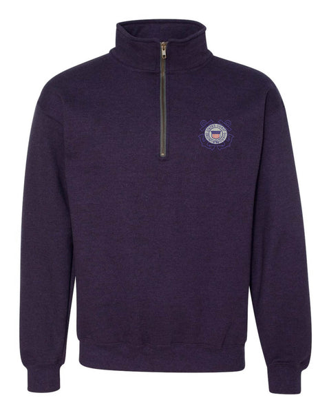 Adult Zip Collar Sweatshirt USCG Embroidered Coast Guard Top America