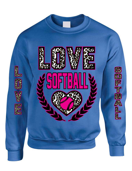 Love Softball Leopard womens Sweatshirts - ALLNTRENDSHOP - 2