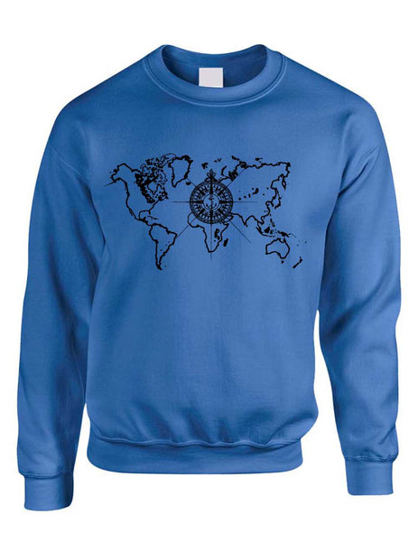 Adult Crewneck World Map Compass Cool Stuff Trendy Top - ALLNTRENDSHOP - 6