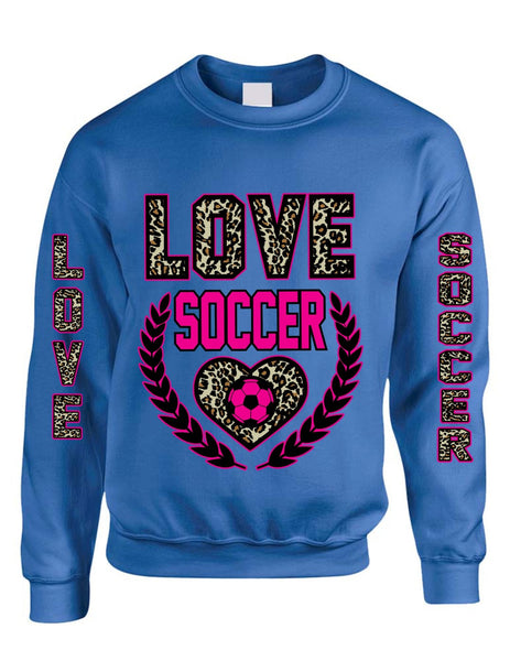Love Soccer Leopard womens Sweatshirts - ALLNTRENDSHOP - 2