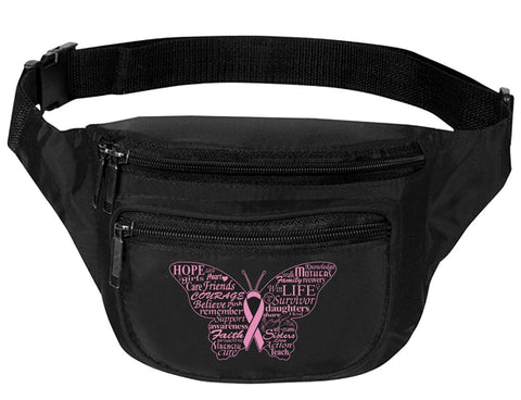 Adult Waist Pack Butterfly Cancer Ribbon Support Gift Cute Packs Bag