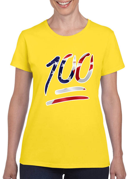 Women's T Shirt 100 Emoji USA Flag Cool 4TH Of July Shirt Summer