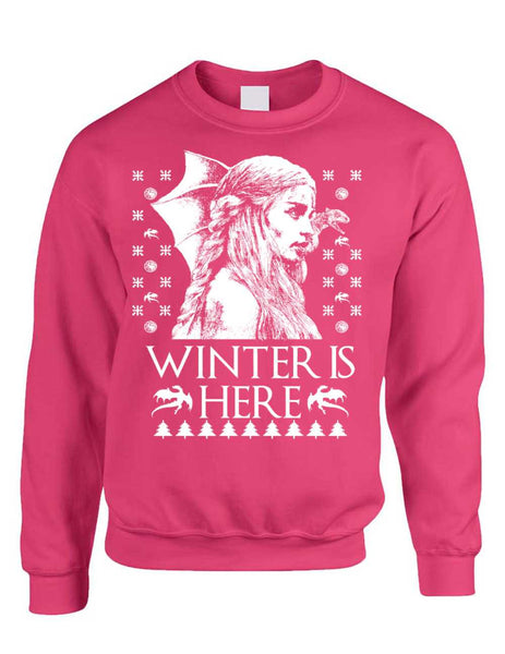 Adult Crewneck Winter Is Here Ugly Christmas Sweater Khalessi Top