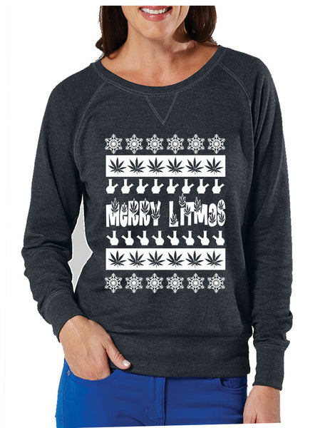 Merry Litmas bong Womens long sleeve Pullover - ALLNTRENDSHOP - 3