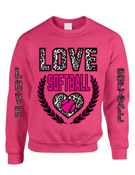 Love Softball Leopard womens Sweatshirts - ALLNTRENDSHOP - 3