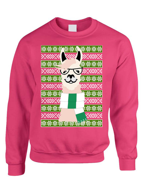 Adult Sweatshirt Nerd Llama Ugly Christmas Fun Cute Animal Fans Gift
