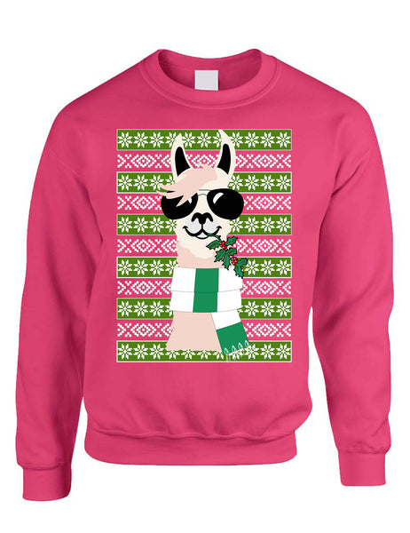 Adult Sweatshirt Cool Llama Ugly Christmas Fun Cute Animal Lover Gift