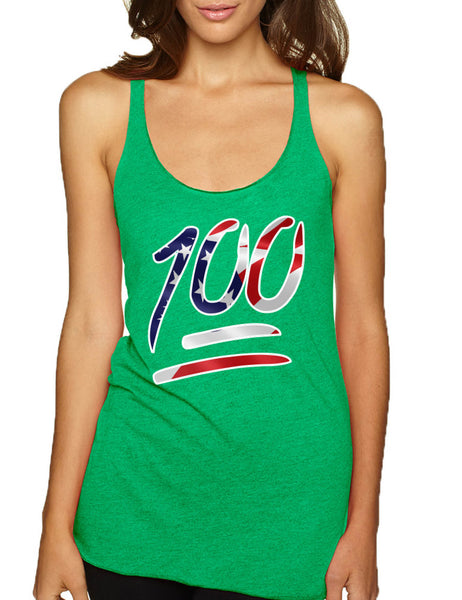 Women's Tank Top 100 Emoji USA Flag 4TH Of July Top Summer Party