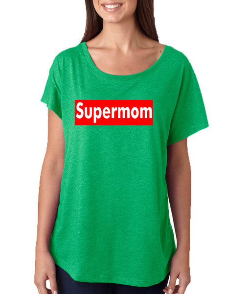 Women's Dolman Super Mom Graphic Mothers Day Gift Best Mommy Top