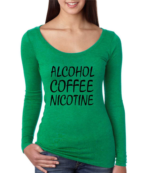 Women's Shirt Alcohol Coffee Nicotine Humor Funny - ALLNTRENDSHOP - 3