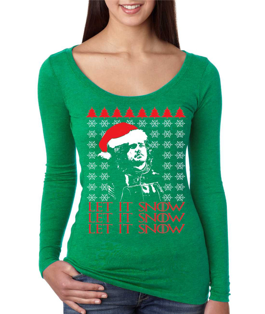 Women's Shirt Let It Snow Ugly Christmas Jon Snow Holiday Top