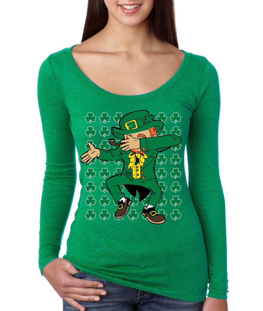Dabbing Irish Leprechaun St patrick women longsleeve tee - ALLNTRENDSHOP