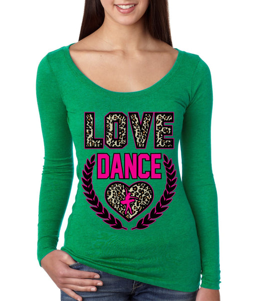 Love Dance Leopard Womens Long Sleeve Shirt - ALLNTRENDSHOP - 1