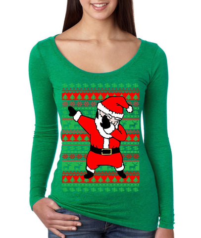 Dabbing santa ugly christmas sweater Women T-shirt - ALLNTRENDSHOP
