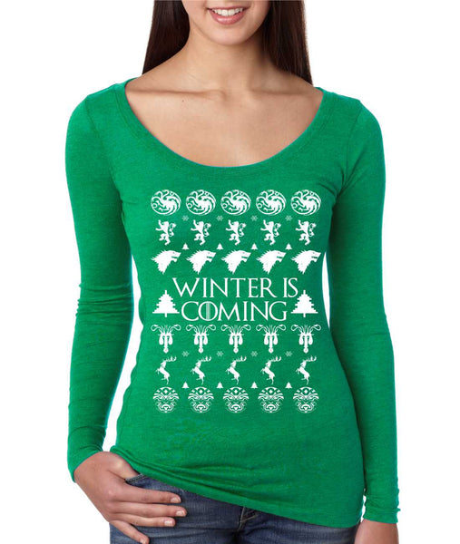 Women's Shirt Winter Is Coming Ugly Christmas Sweater Gift Fun