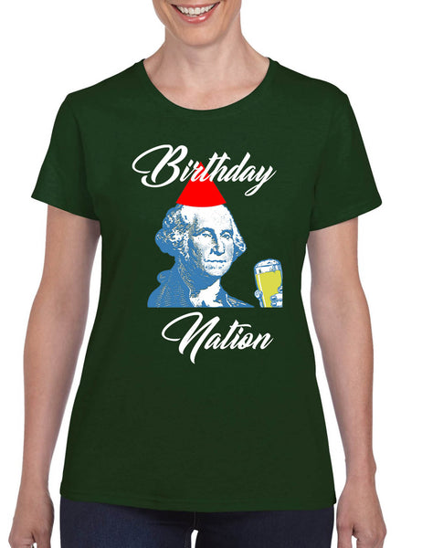 Women's T Shirt Birthday Nation Trendy 4th Of July USA Party Tee