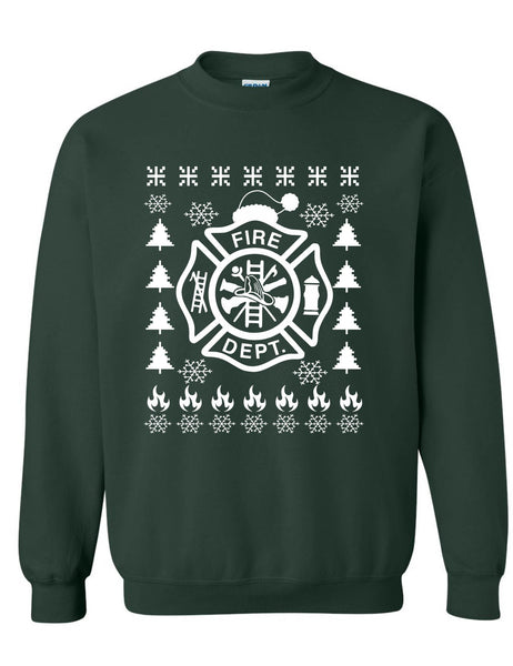 Adult Sweatshirt Fire Dept Ugly Christmas Firefighter Xmas Gift Idea