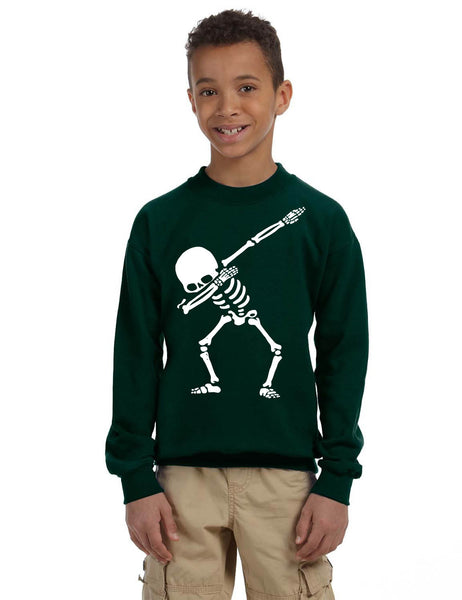Kids Youth Sweatshirt Dabbing Skeleton Cool Hip Hop Dab Skull Gift