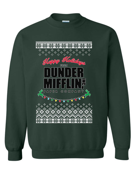 Happy Holidays From Dunder Mifflin Paper Christmas Adult Ugly Sweatshirt